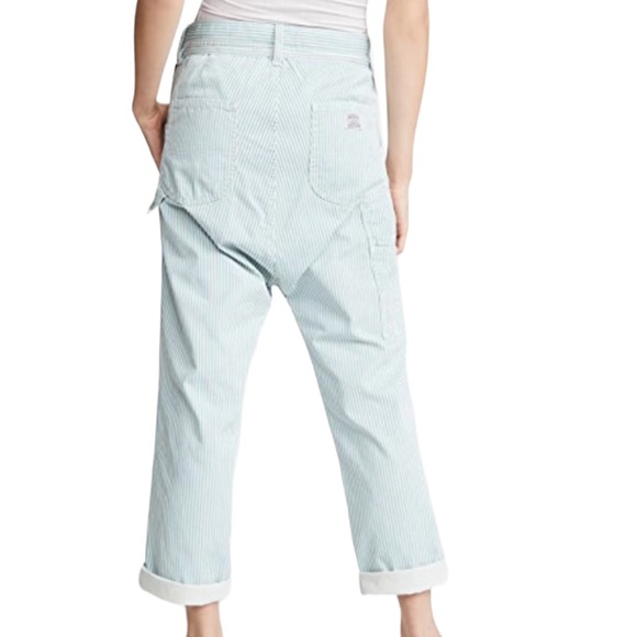 Denimist Carpenter Drop Pants 100% Cotton Blue Stripe Size 25 - Picture 4 of 12